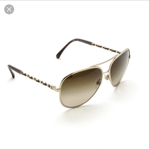 chanel gold aviators